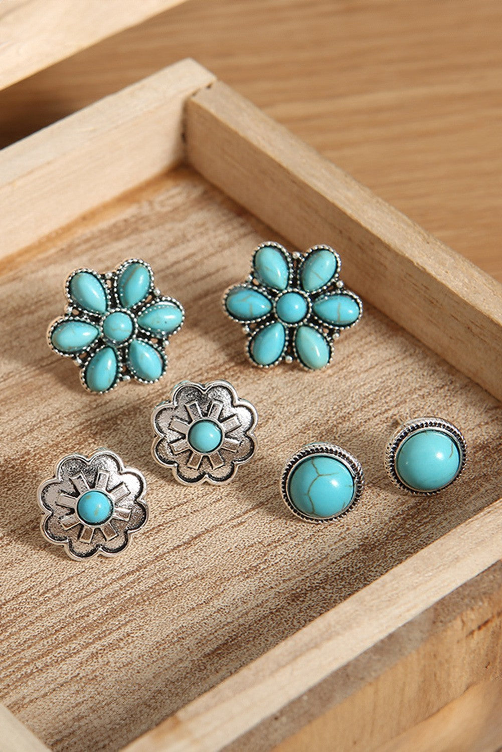 Set of 3 Western Stud Earrings