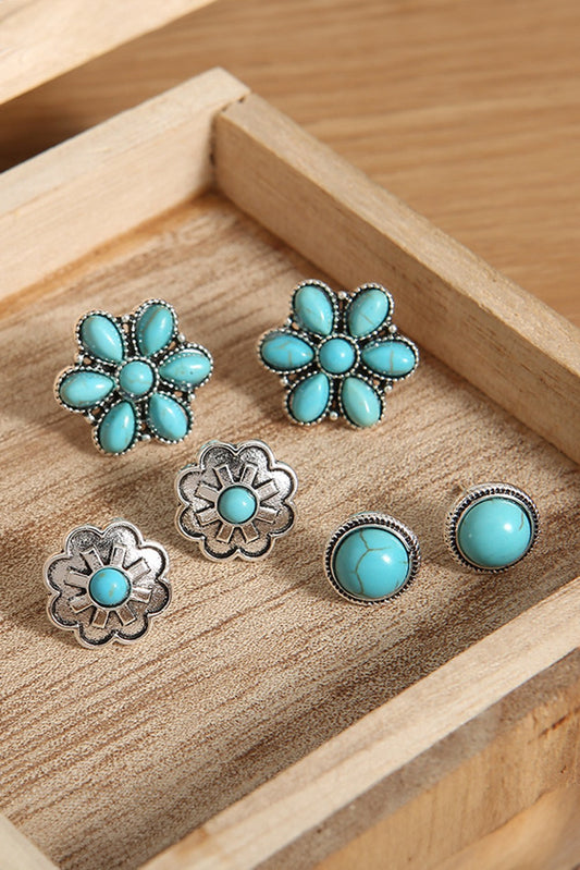 Set of 3 Western Stud Earrings