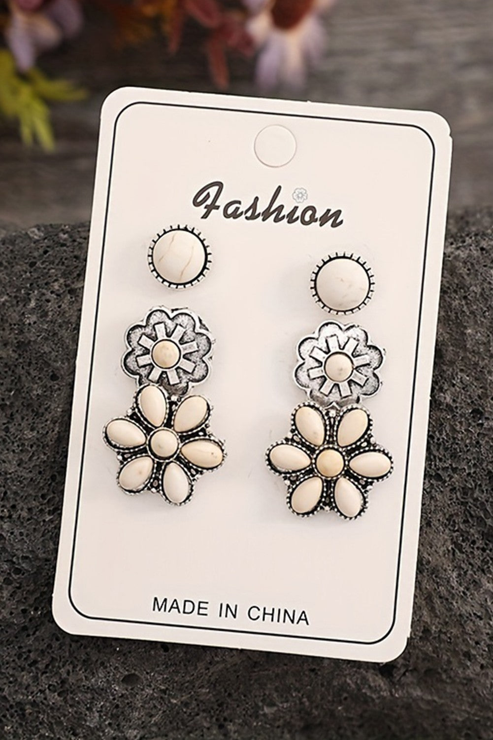 Set of 3 Western Stud Earrings