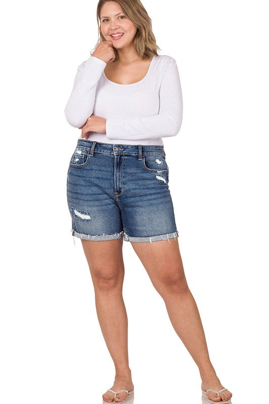 Distressed Plus Shorts