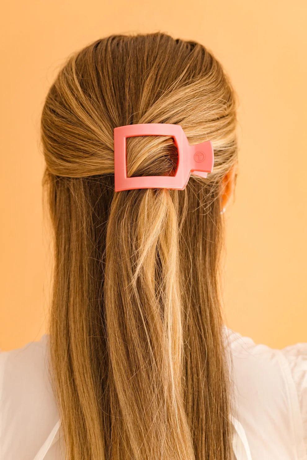Calming Coral Flat Square Hair Clip