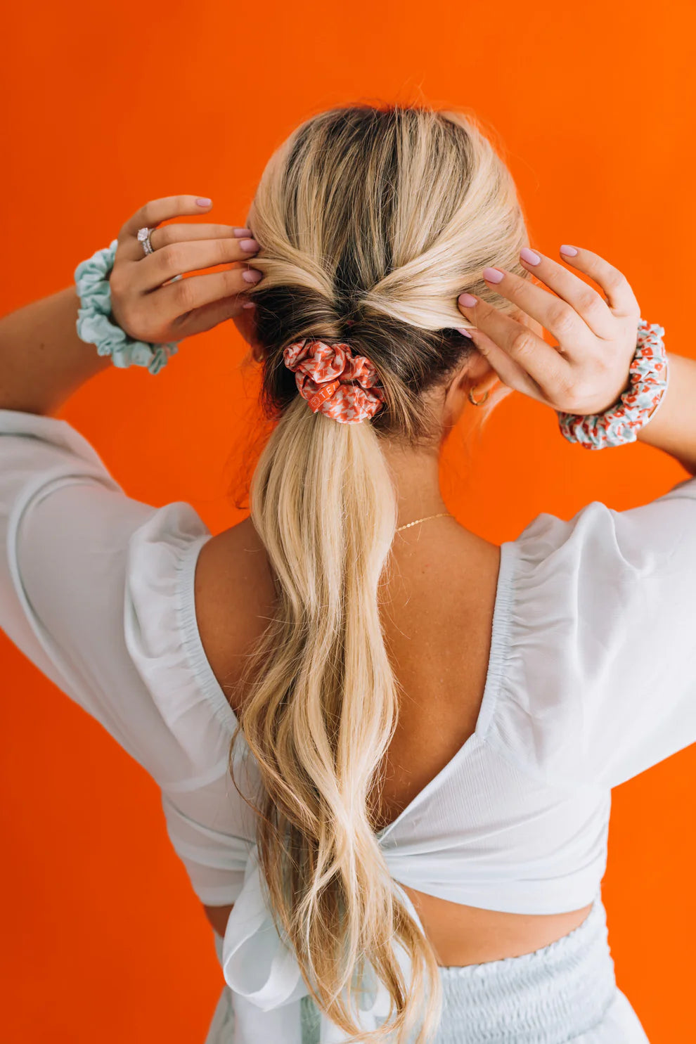 Calming Coral Silk Scrunchies