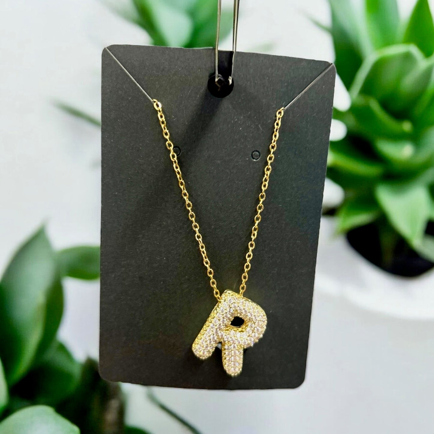 Zirconia Bubble Letter Necklace