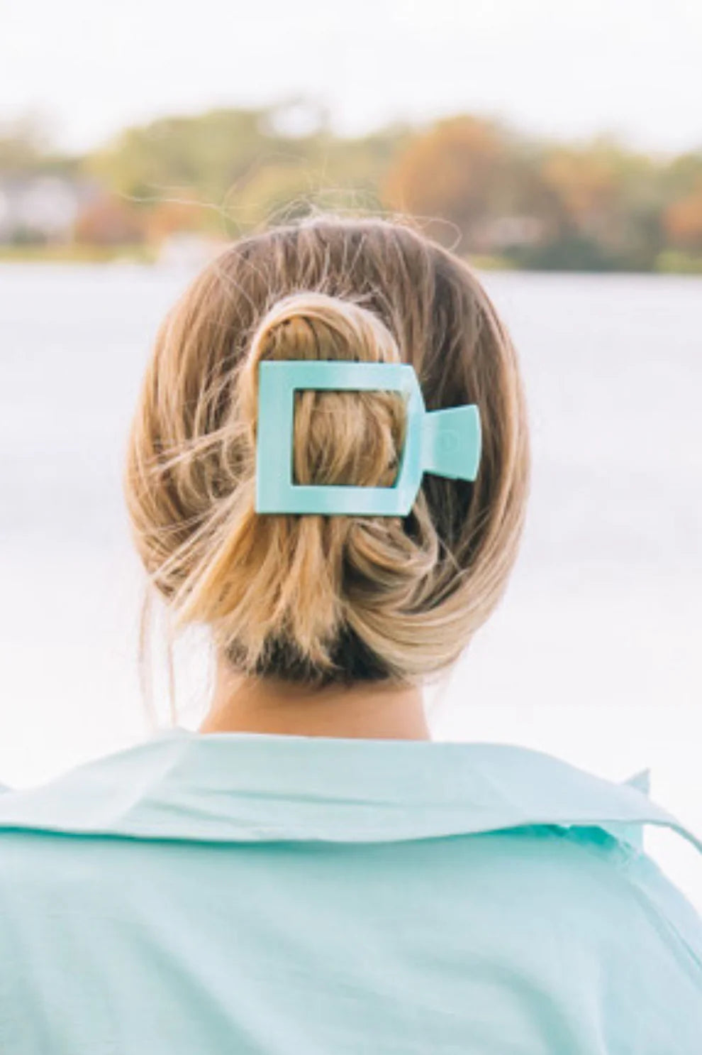 Totally Turquoise Flat Square Hair Clip
