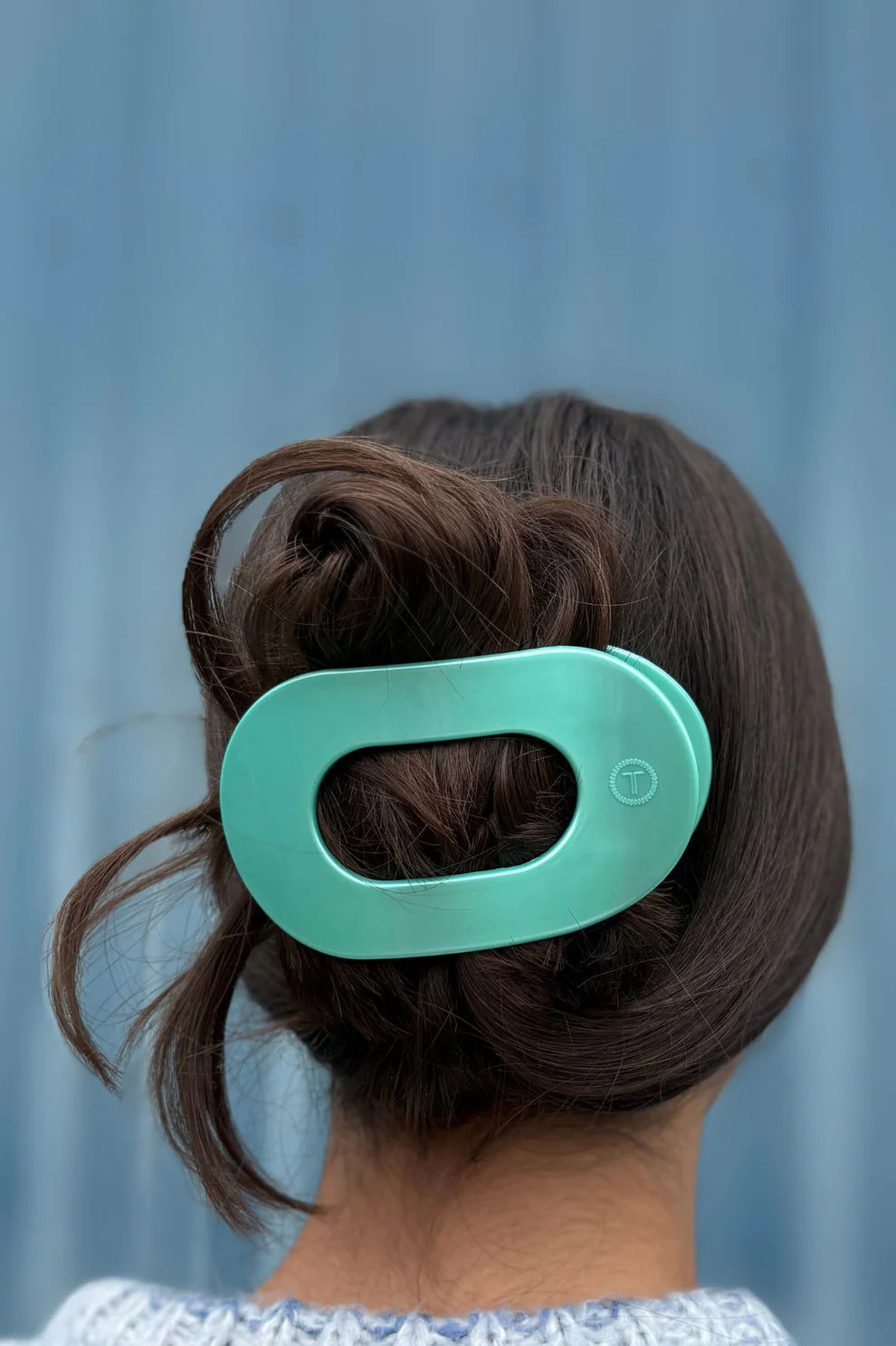 Totally Turquoise Flat Round Hair Clip
