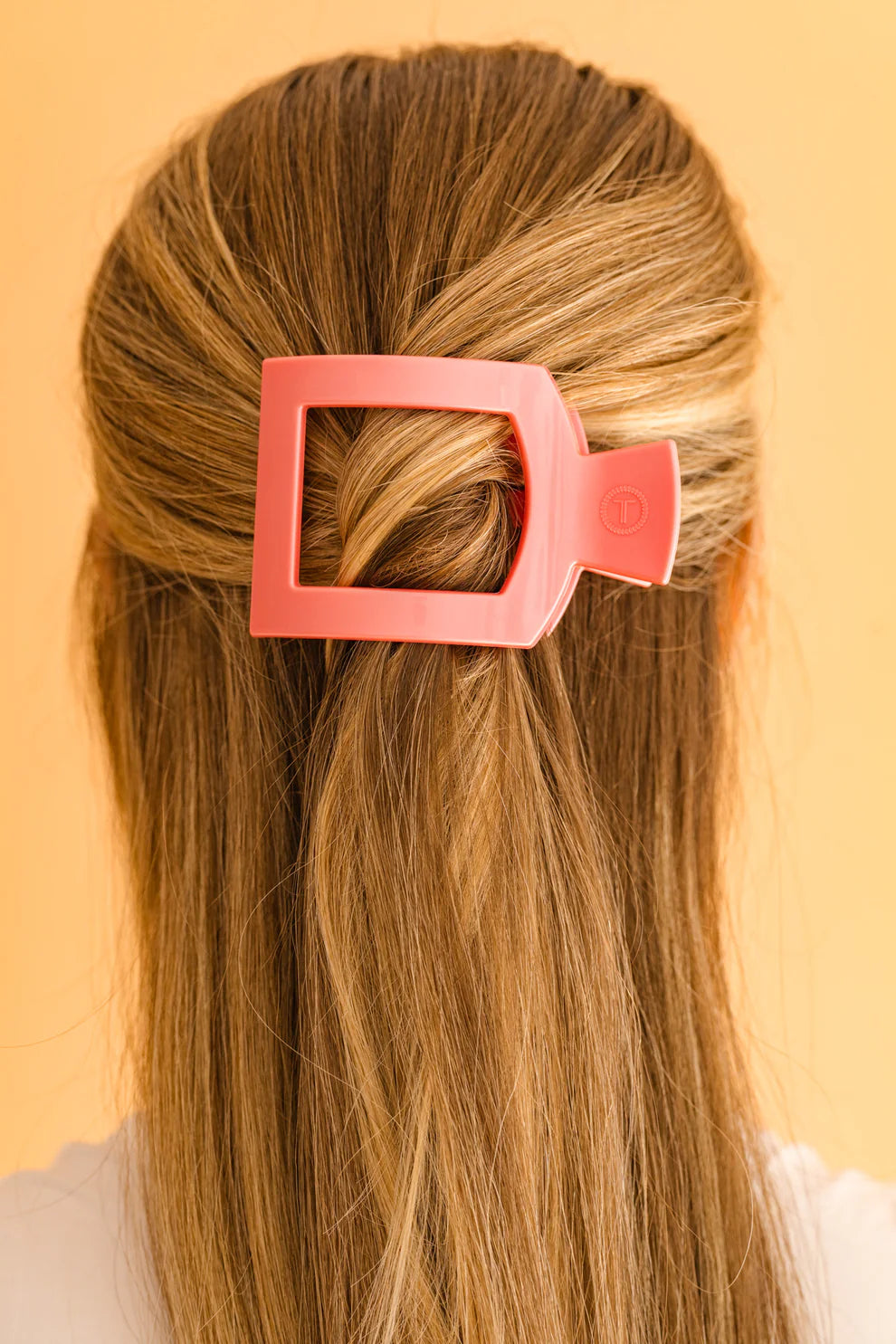 Calming Coral Flat Square Hair Clip