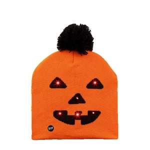 Halloween LED Light Up Knit Hat With Pom Pom - Options Available