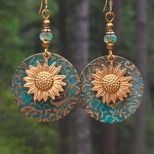 Double Layered Sunflower Earrings