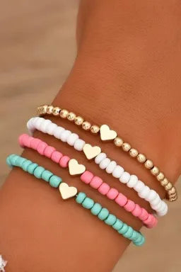 Heart Beaded Layered Bracelet