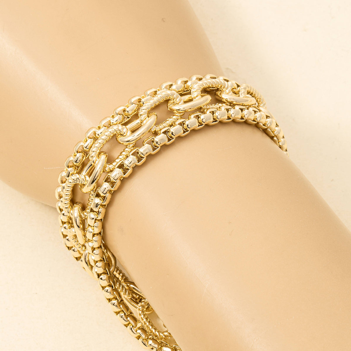 Multi Strand Layered Chain Link Bracelet