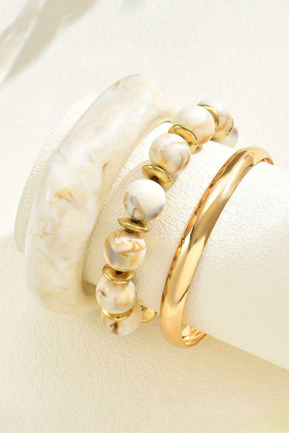 White Sand Beach Resin Bangle 3pcs Bracelet Set