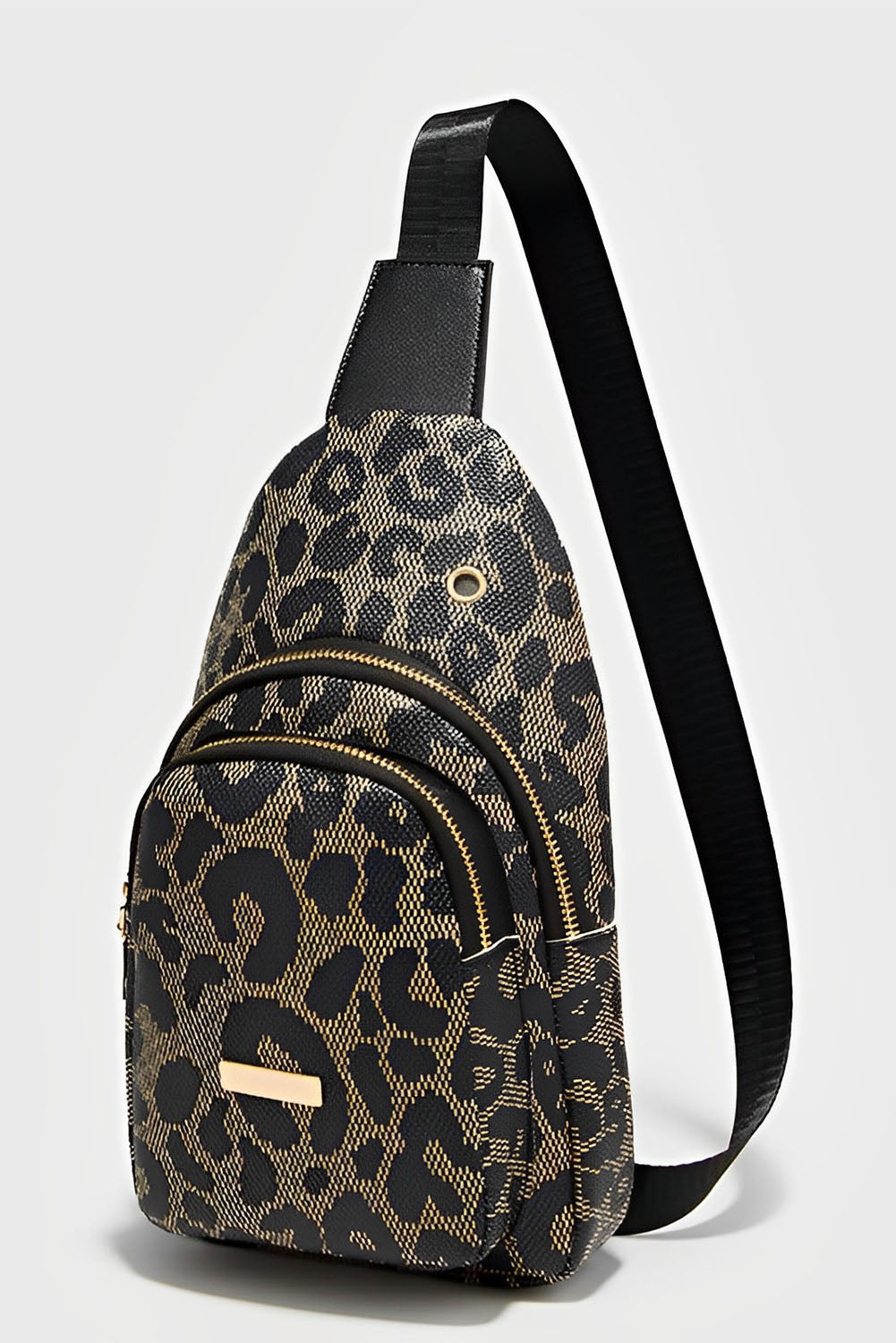 Leopard Printed Zippered Sling Bag