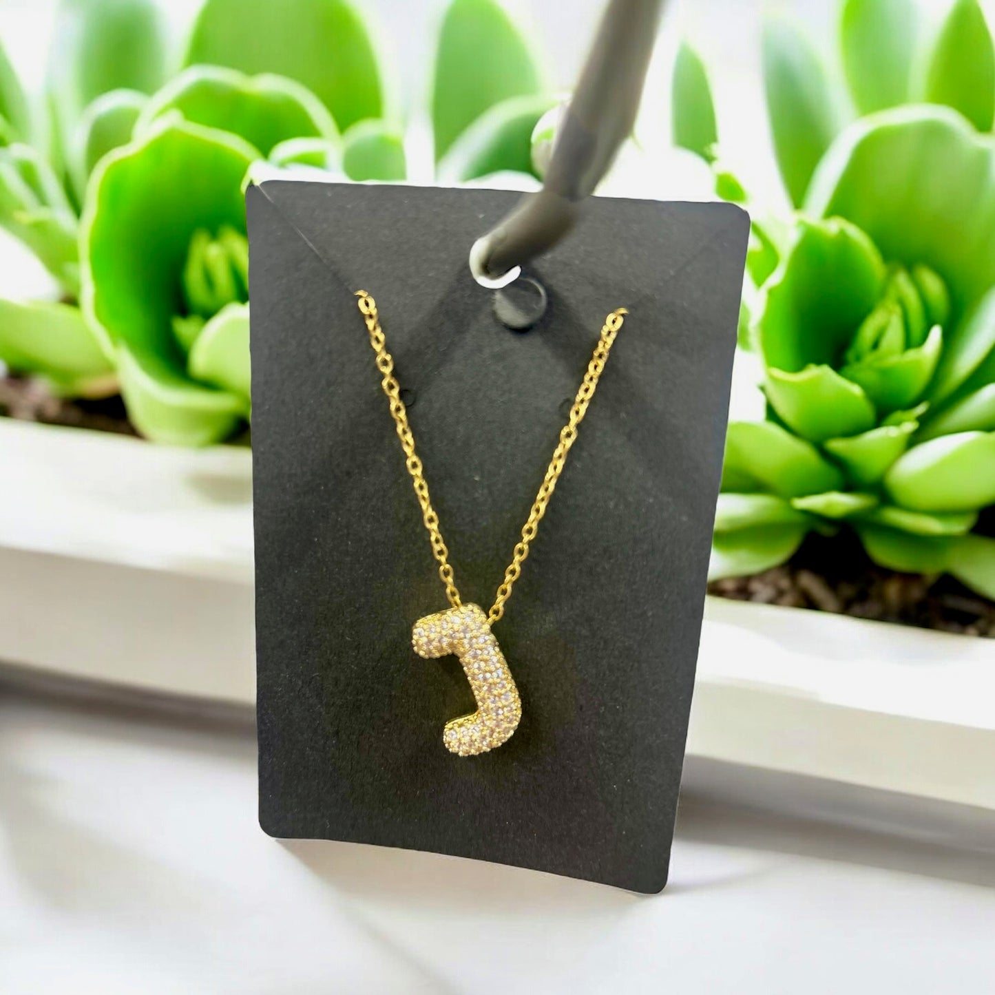 Zirconia Bubble Letter Necklace