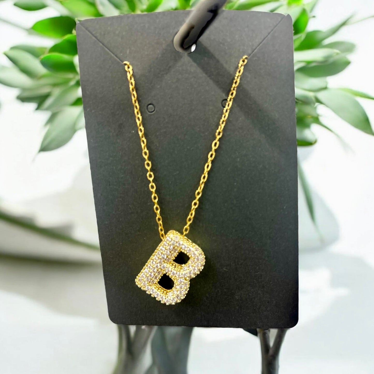 Zirconia Bubble Letter Necklace