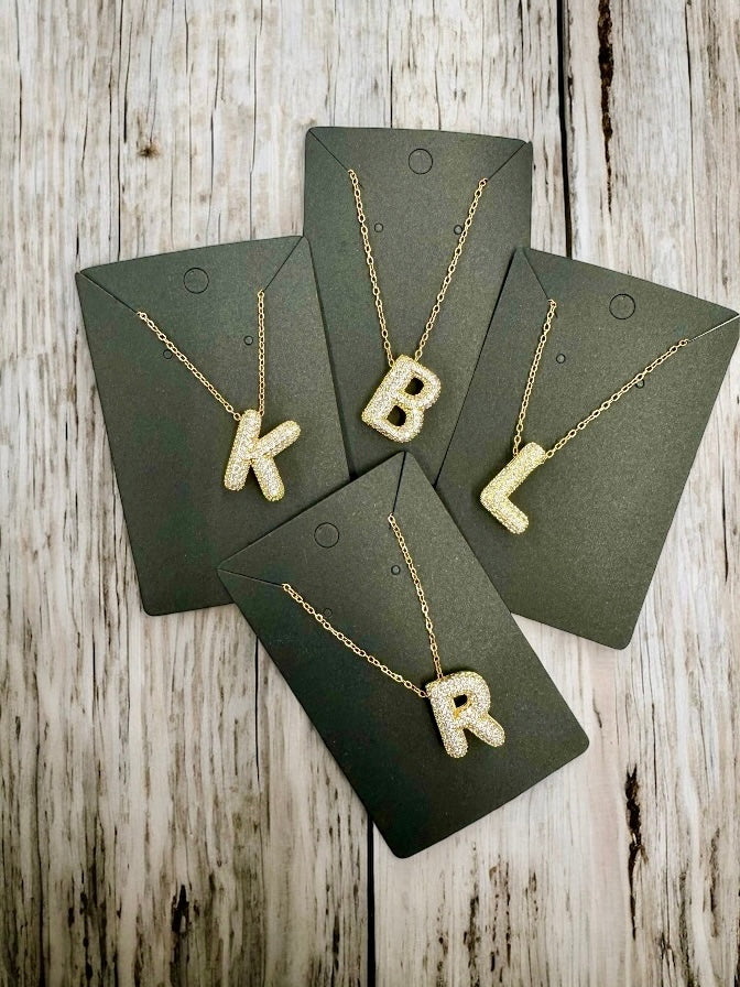Zirconia Bubble Letter Necklace
