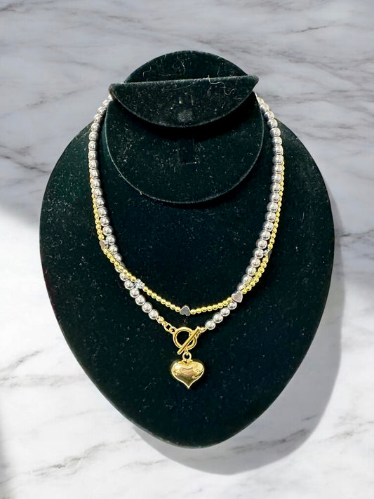2 Piece Heart Necklace