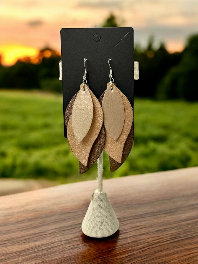 Layered Leather Earrings