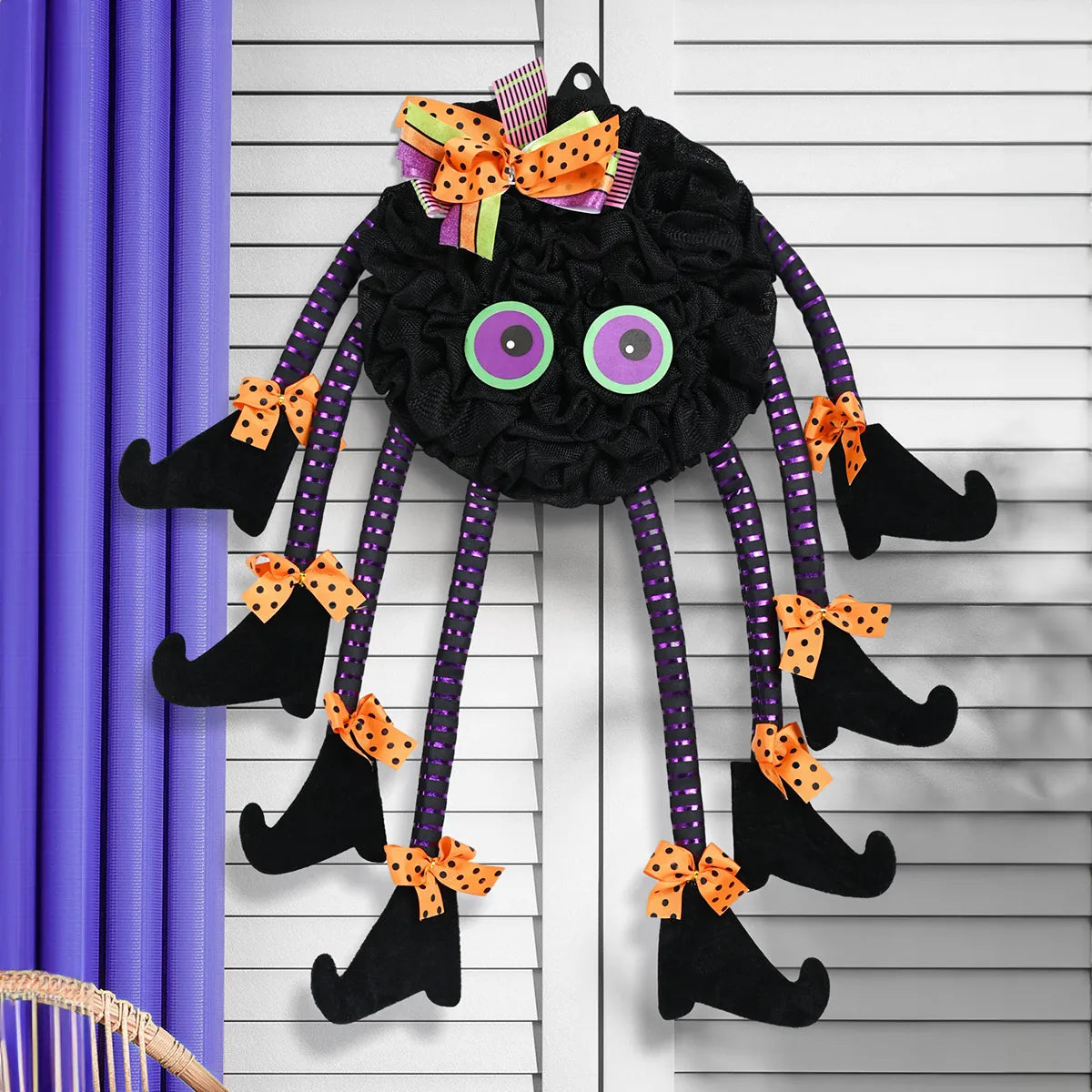 Halloween Spider Wreath Door Hanging Decor