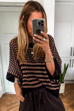 Black Striped Slouchy Sweater