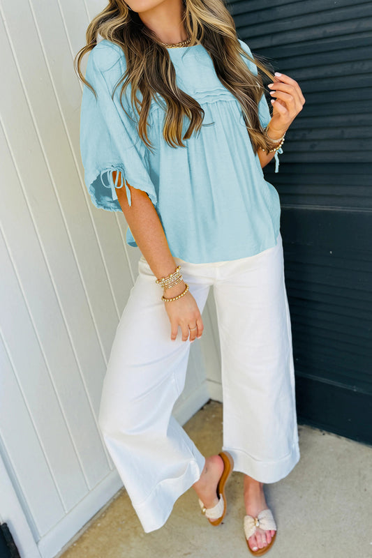 Mist Blue Babydoll Blouse