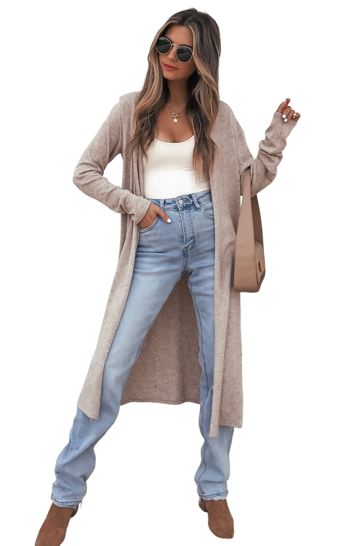 Solid Khaki Long Sleeve Cardigan