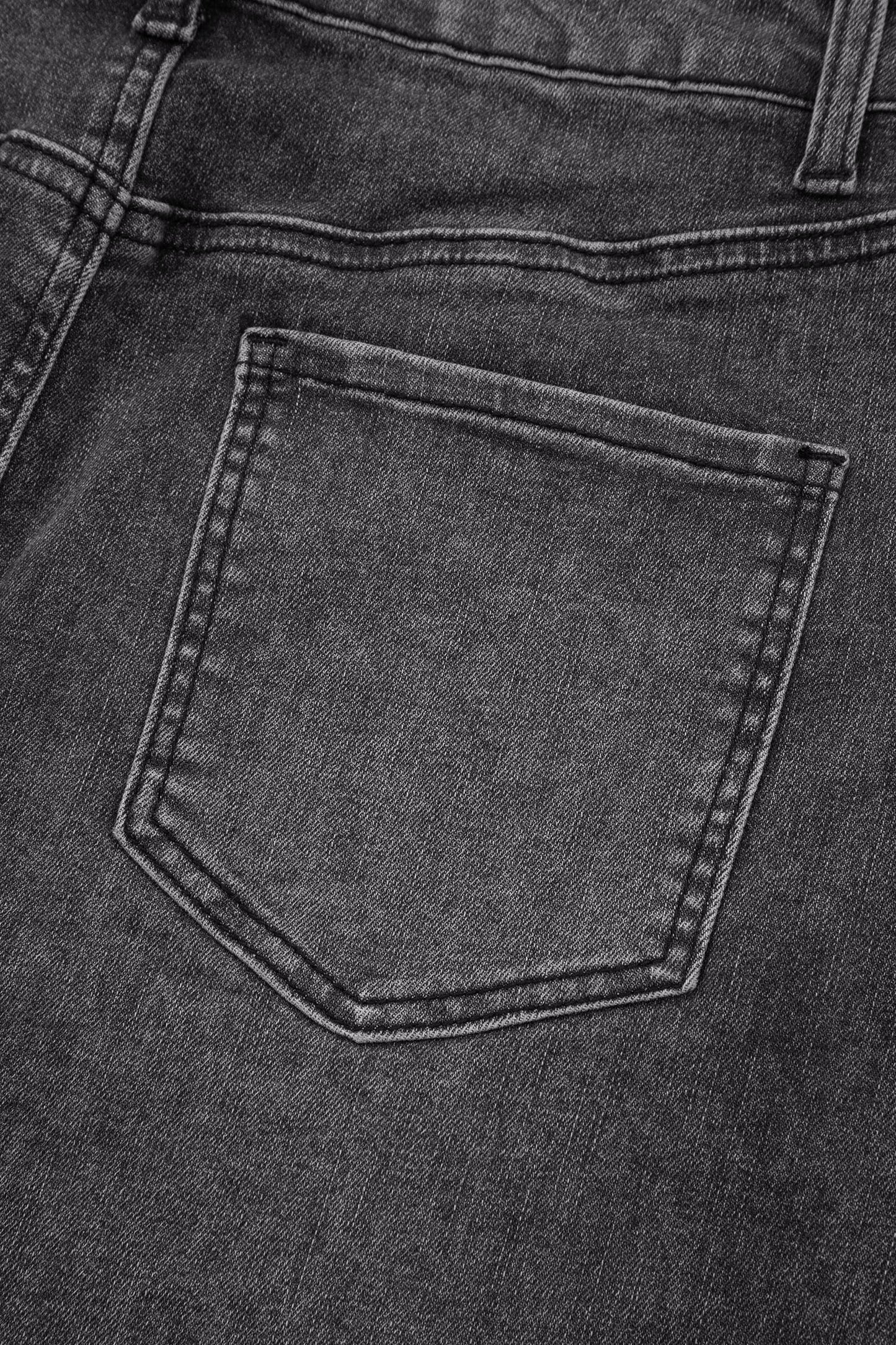 Dark Grey Distressed Bottom Denim Skirt