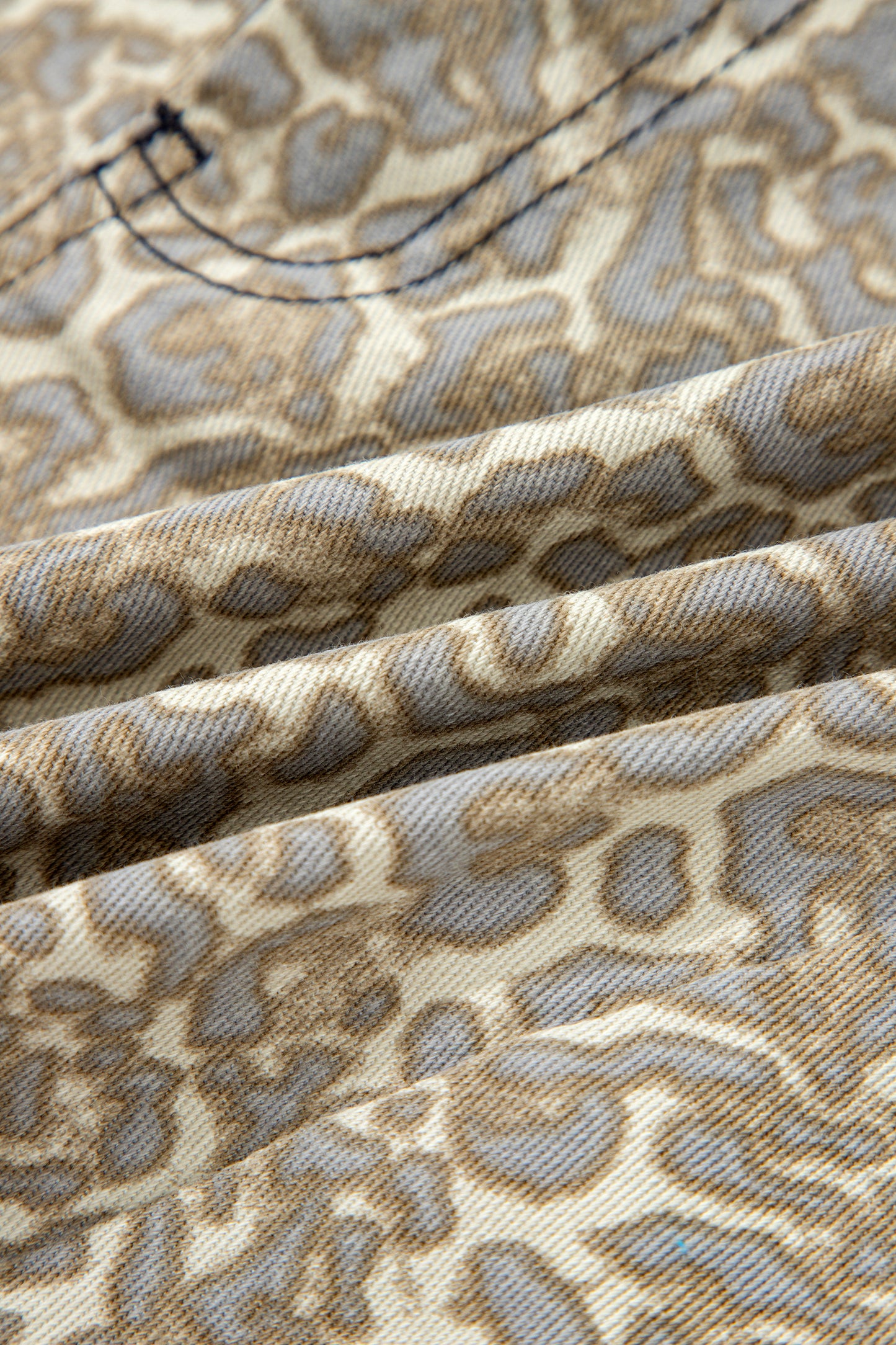 Leopard Print Denim Shorts