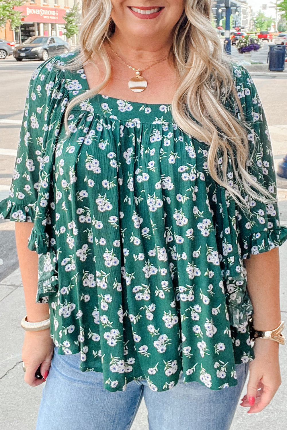 The Ivy - Floral Ruffle Tie Back Blouse