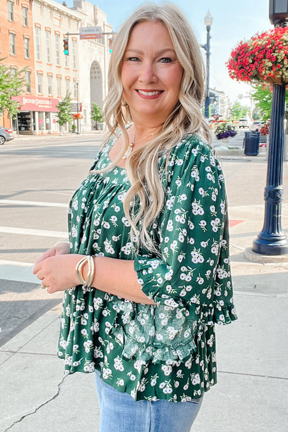 The Ivy - Floral Ruffle Tie Back Blouse