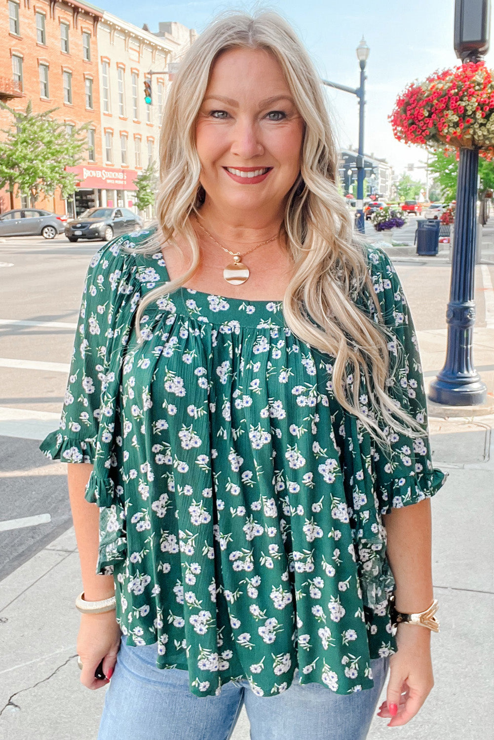 The Ivy - Floral Ruffle Tie Back Blouse