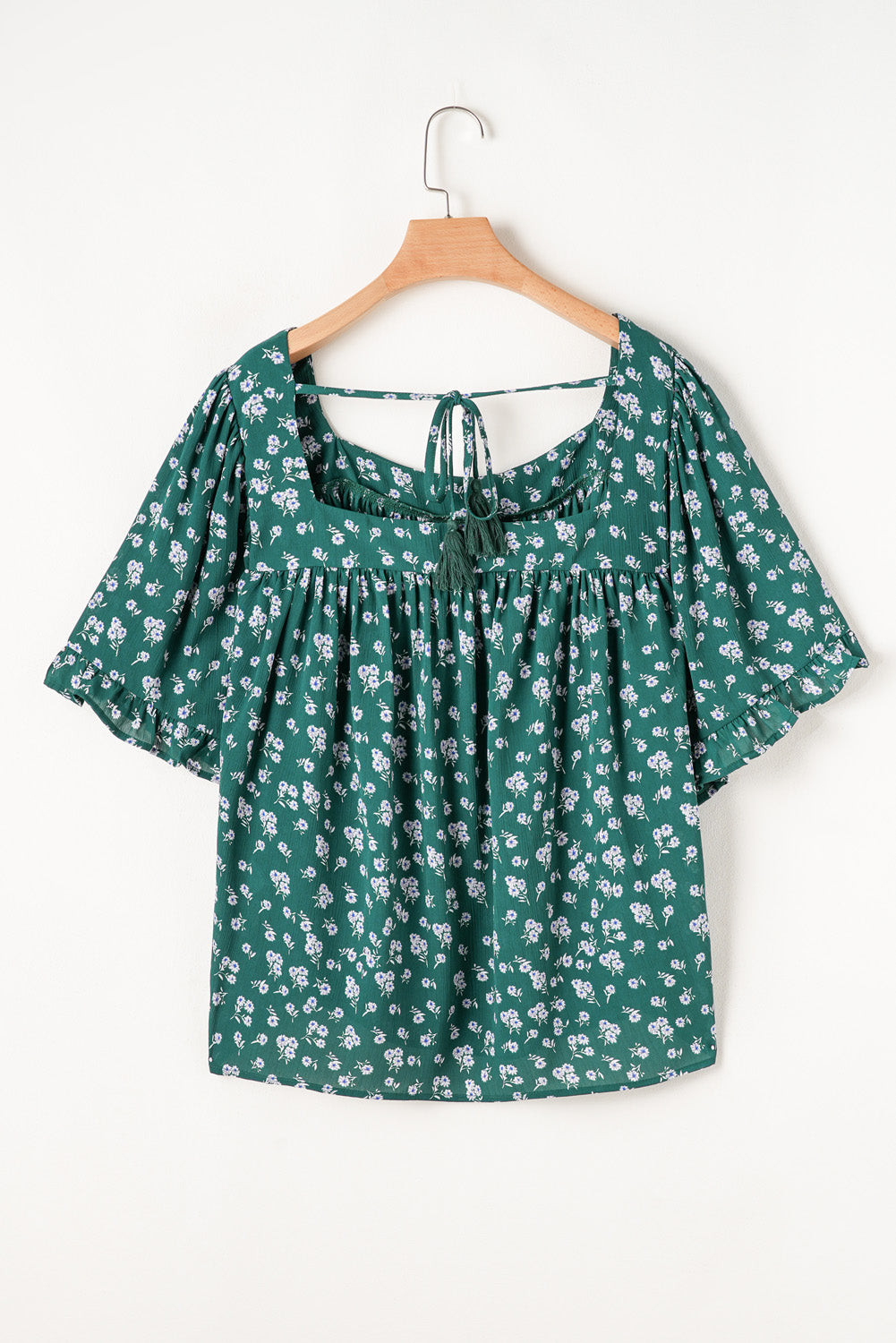 The Ivy - Floral Ruffle Tie Back Blouse
