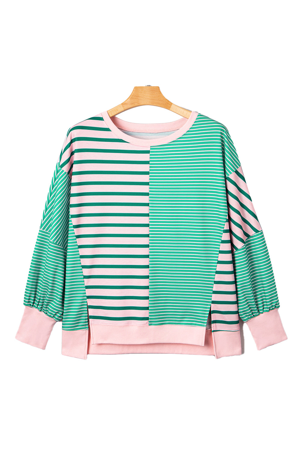The Talia - Teal and Pink Striped Sweatshirt