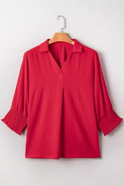 Fiery Red Plus Size Dolman Oversized Tunic Blouse