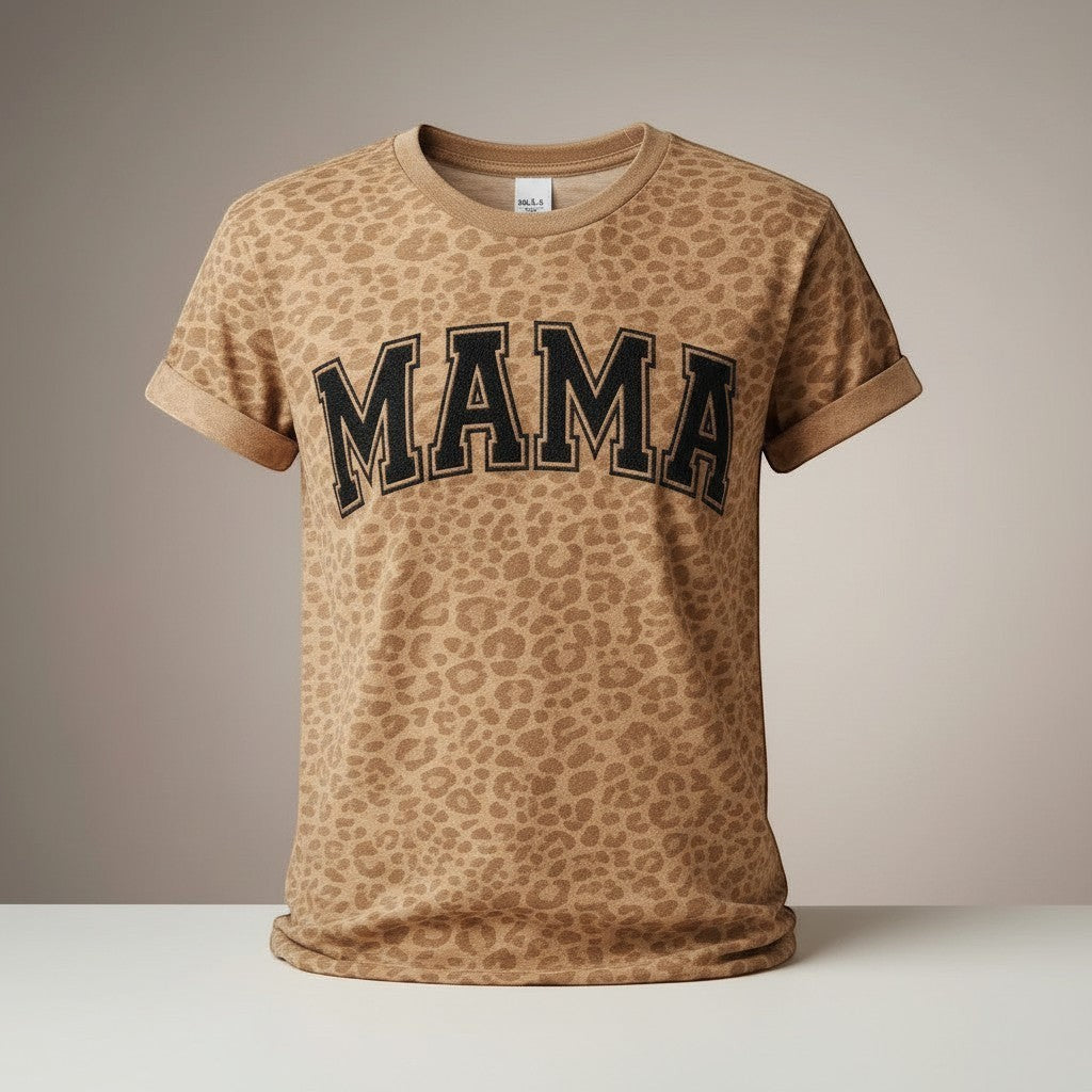 Doodlations Coffee Bar & Boutique matching mama and mini leopard print cotton t-shirts.