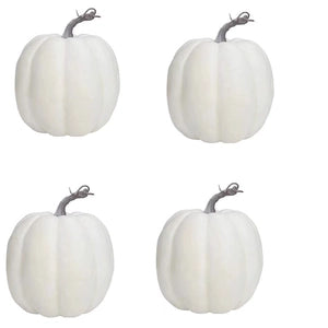 Doodlations Coffee Bar & Boutique set of four white decorative harvest pumpkins with realistic ribbed stems