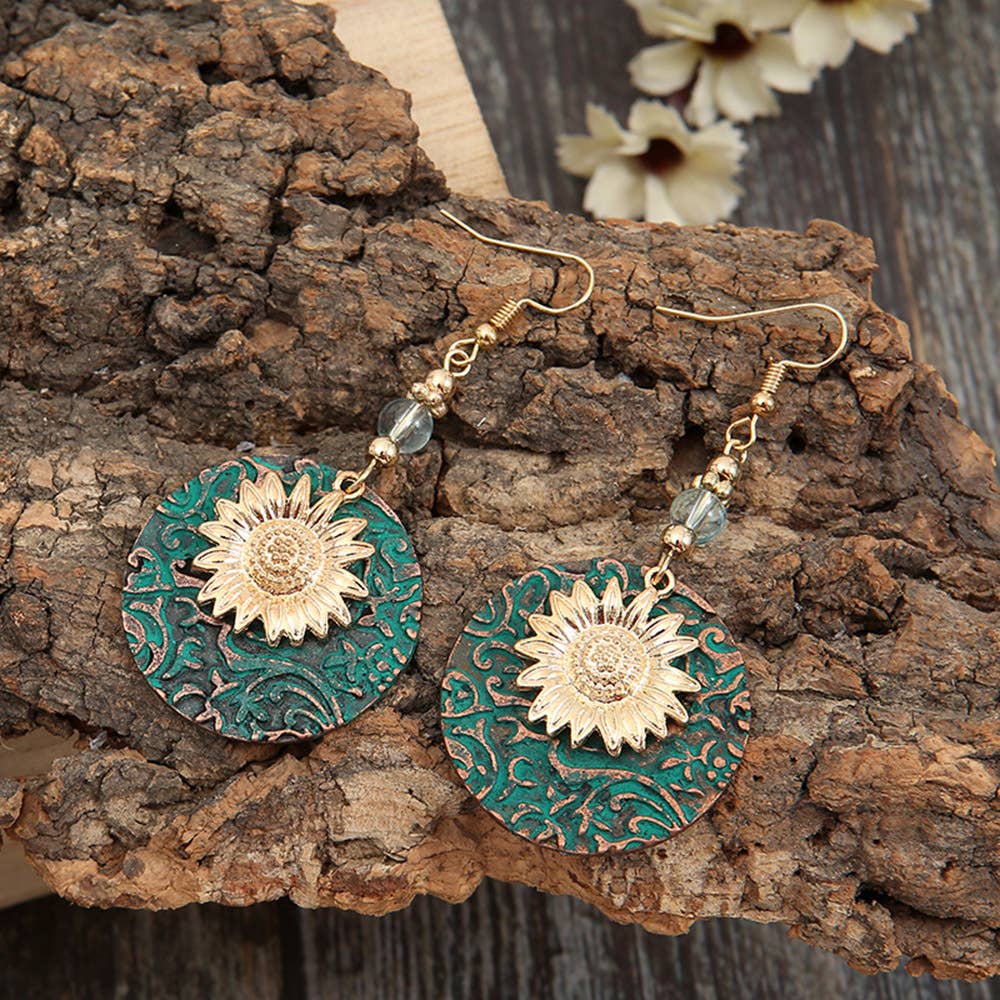 Double Layered Sunflower Earrings