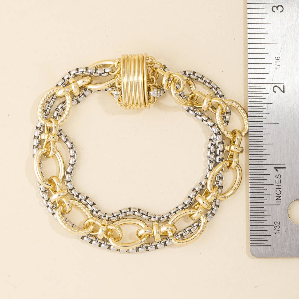 Mixed Metal Chain Link Bracelet
