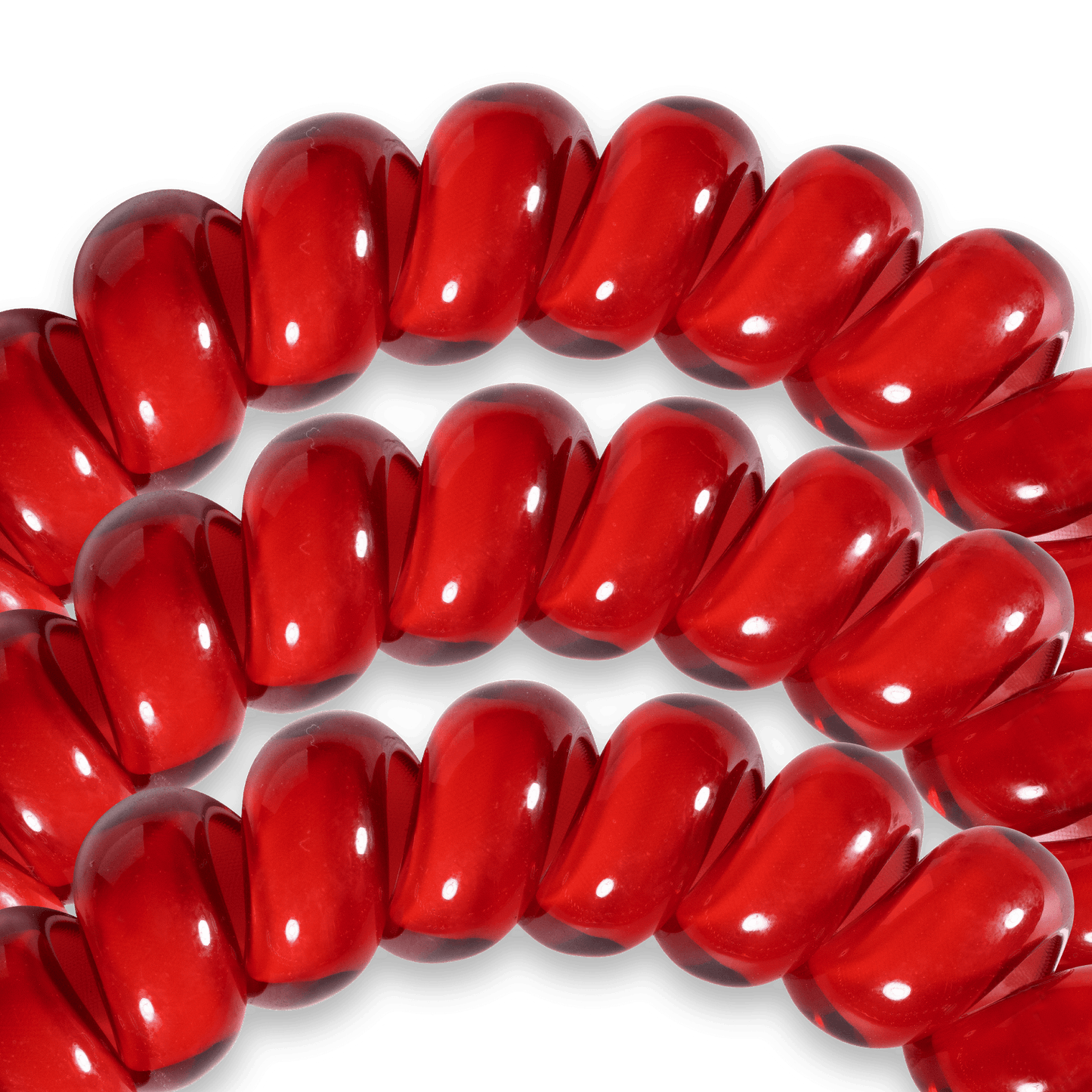 Scarlet Red - Large Spiral Hair Coils, Hair Ties, 3-pack - Doodlations Coffee Bar & Boutique