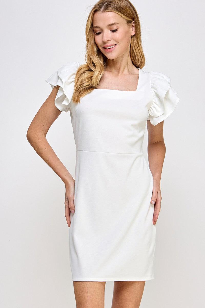 Solid square neckline dress - Doodlations Coffee Bar & Boutique