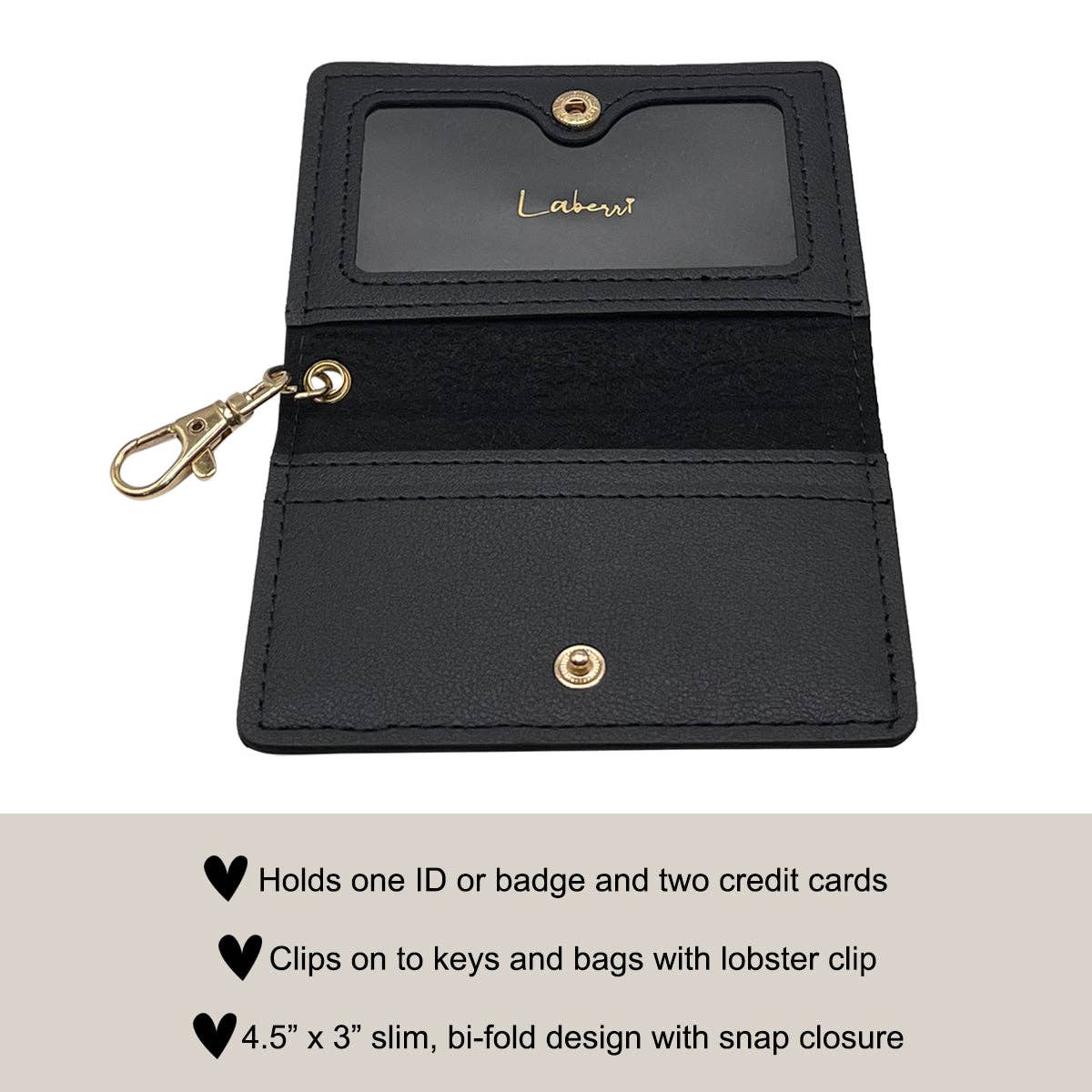 Slim Travel ID Wallet Keychain - Black