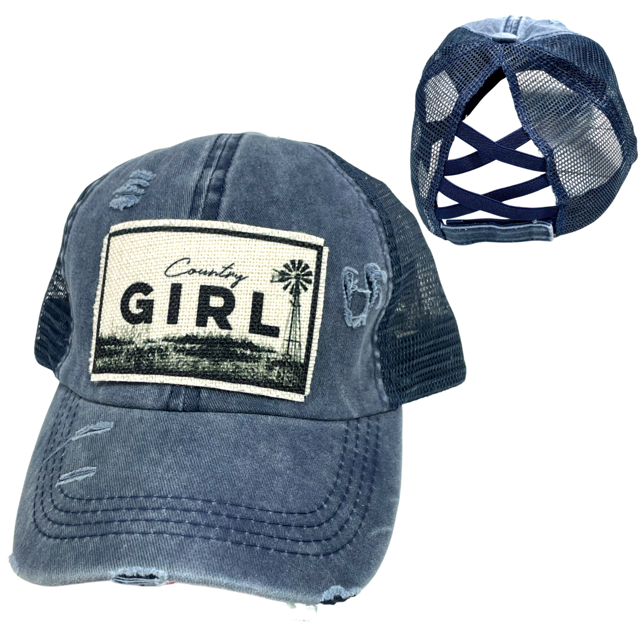 COUNTRY GIRL CRISS-CROSS PONYTAIL HAT