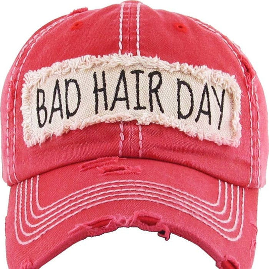BAD HAIR DAY Distressed Cotton Cap