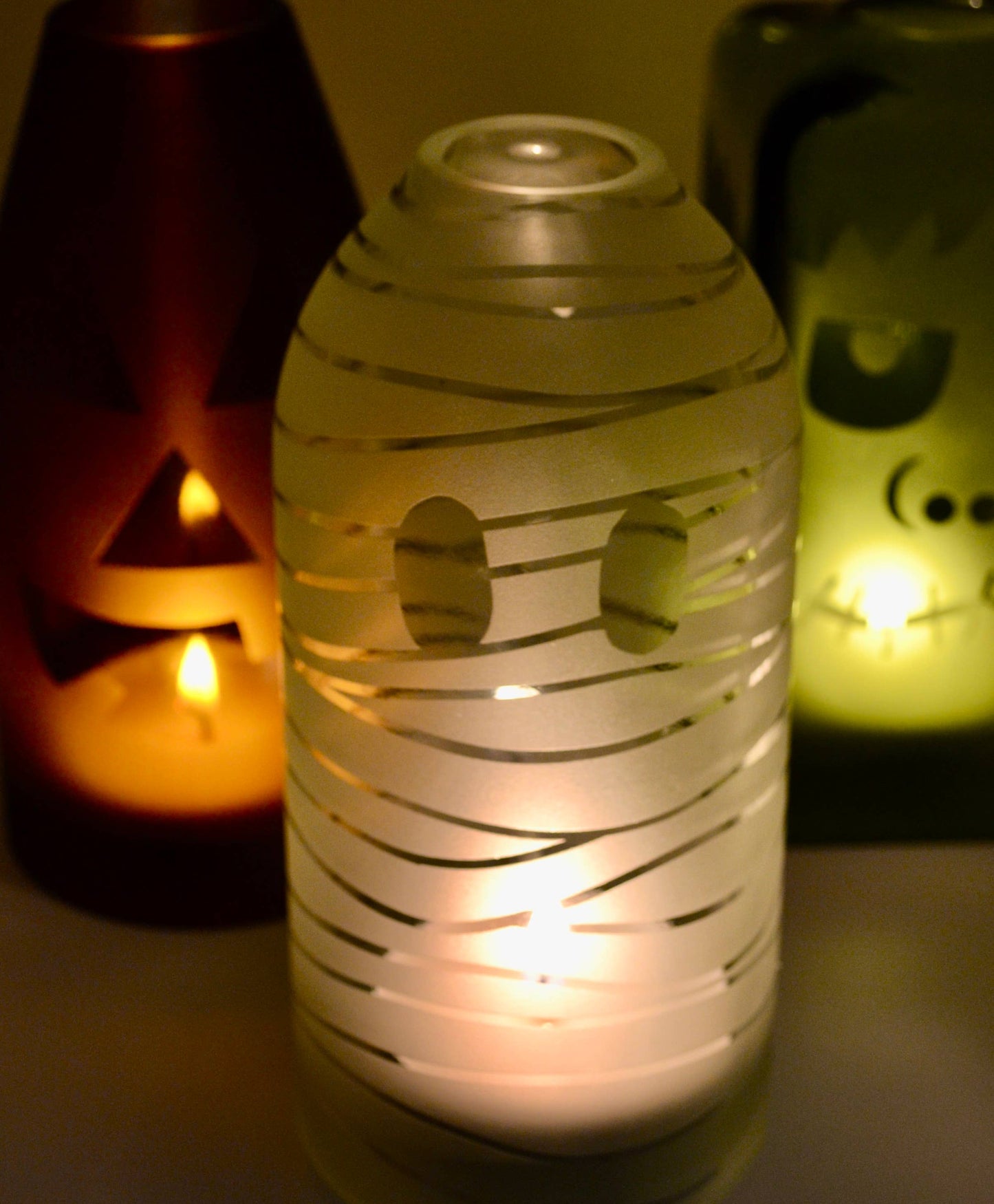 Halloween Candle Covers Made from Recycled Bottles