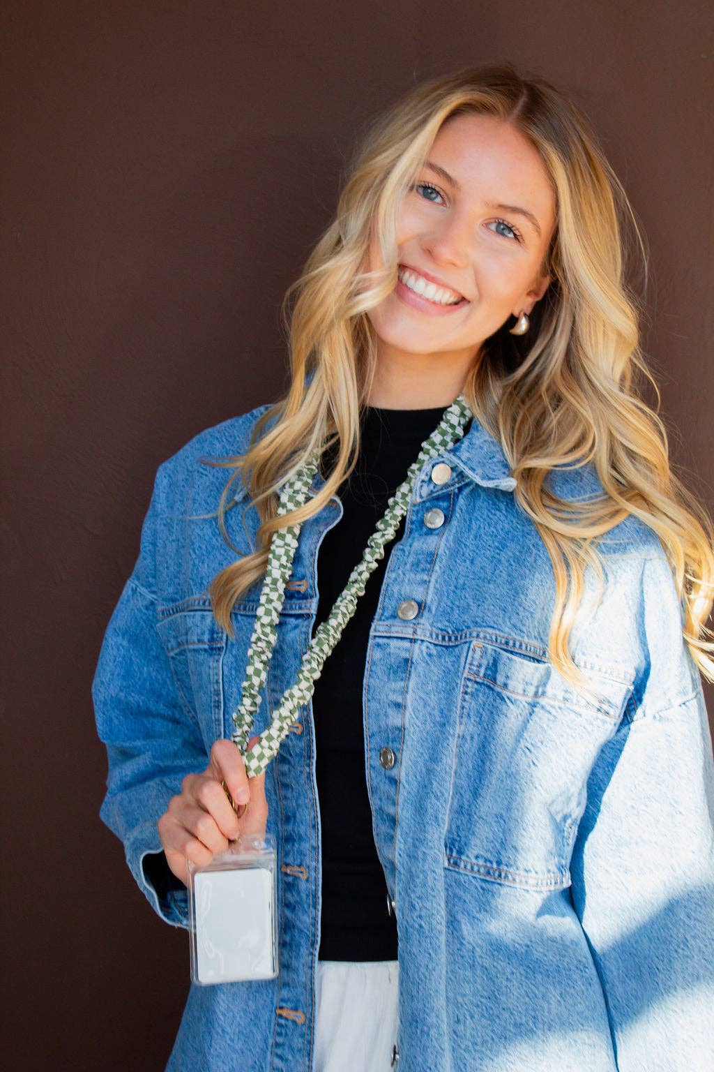 Forest Green Checked Lanyard