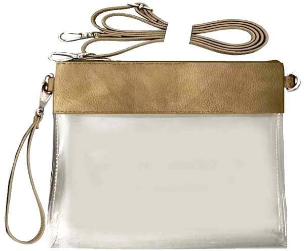 Game Day Clear Crossbody Bag/Clutch - Champagne Gold