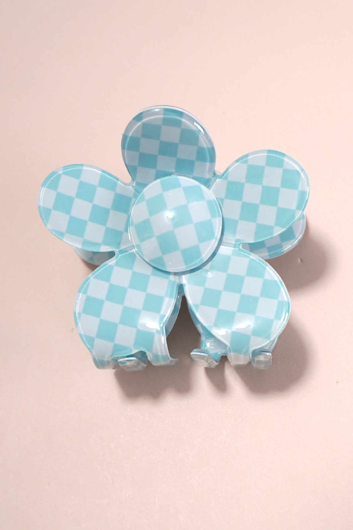 JUMBO CHECKER FLOWER HAIR CLAW CLIP