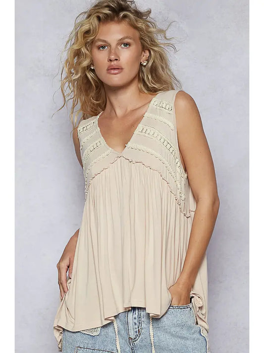Sleeveless V-Neck Flowy Boutique Tank Top