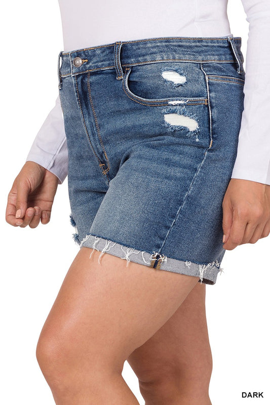 Distressed Plus Shorts