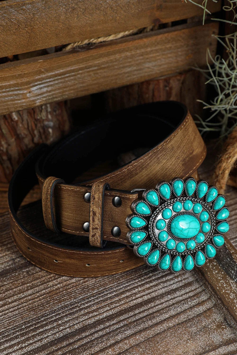 Blue Boho Turquoise Wide Belt