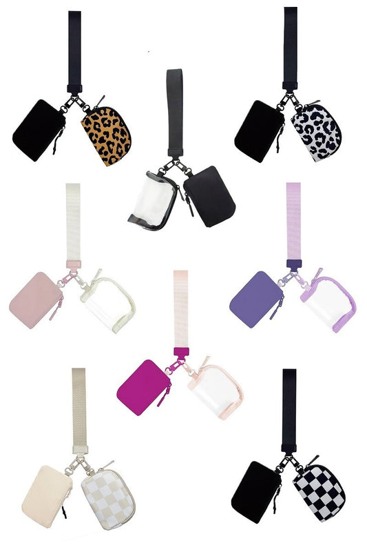 Dual Pouch Wristlet Keychain Wallet